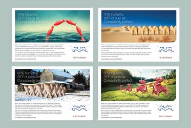 Four Alfa Laval ads featuring scenic imagery paired with food-industry imagery with "consistently perfect" headline copy.