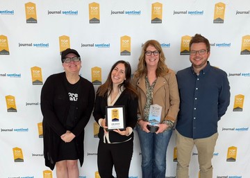 Core team members at accepting award