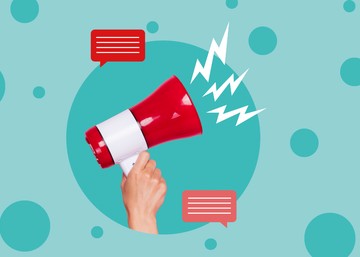megaphone in hand