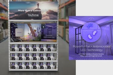 A rendeirng of point-of-purchase display and digital concepts for Broan-NuTone clean