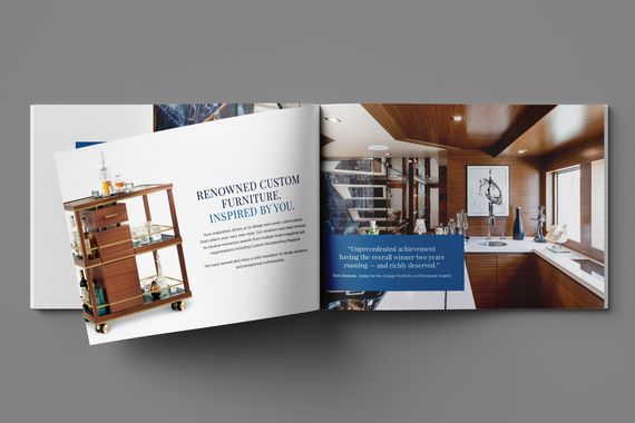 A custom brochure featuring Burger creative.