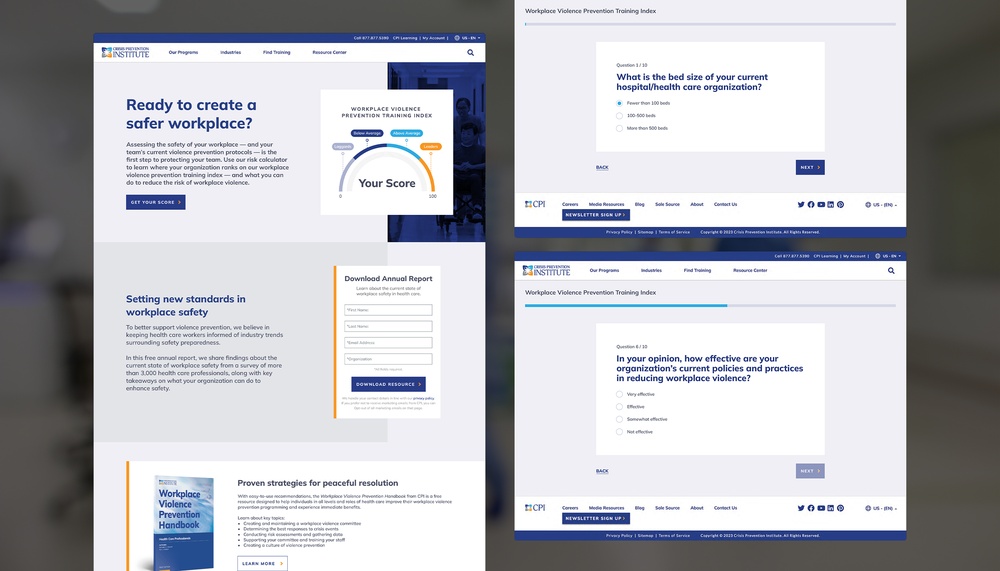 Landing Page and Survey Screens of CPI WPV index