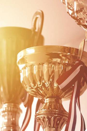 trophies with golden light