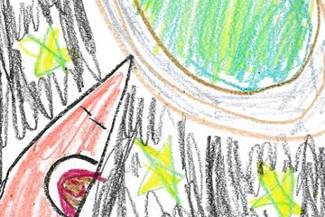 drawing of spaceship in outer space