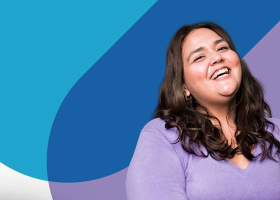 woman in the thedacare logo purple