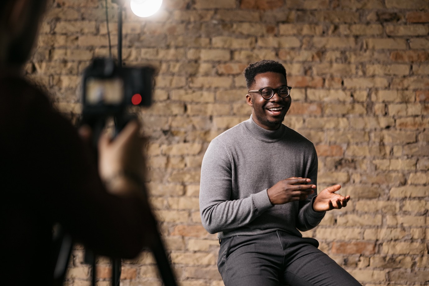 man being interviewed