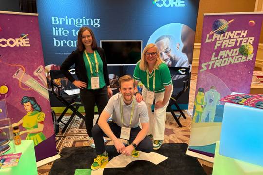 mickey, janee and beth and core's booth at HMPS26