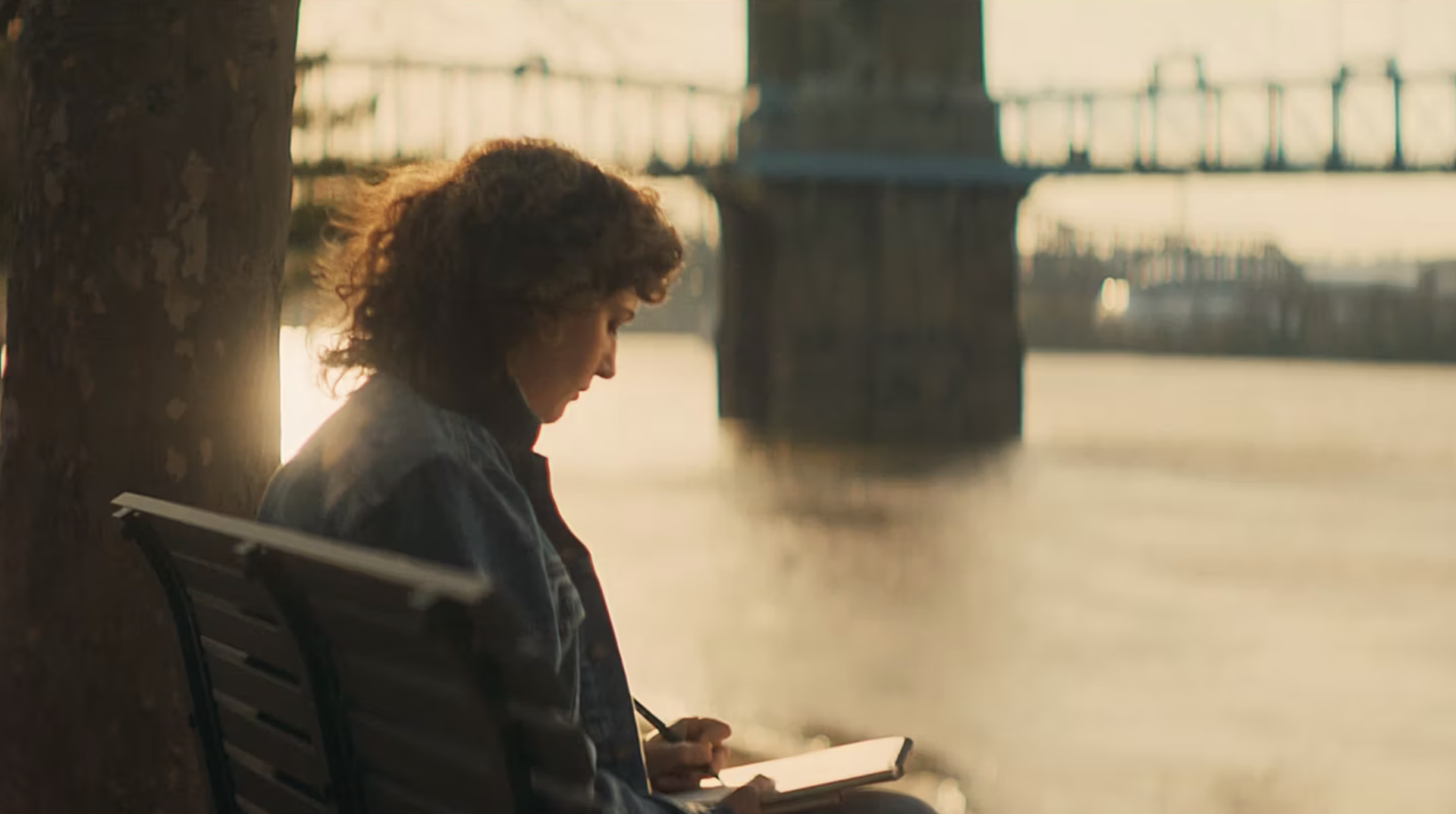 woman sitting on a park bench