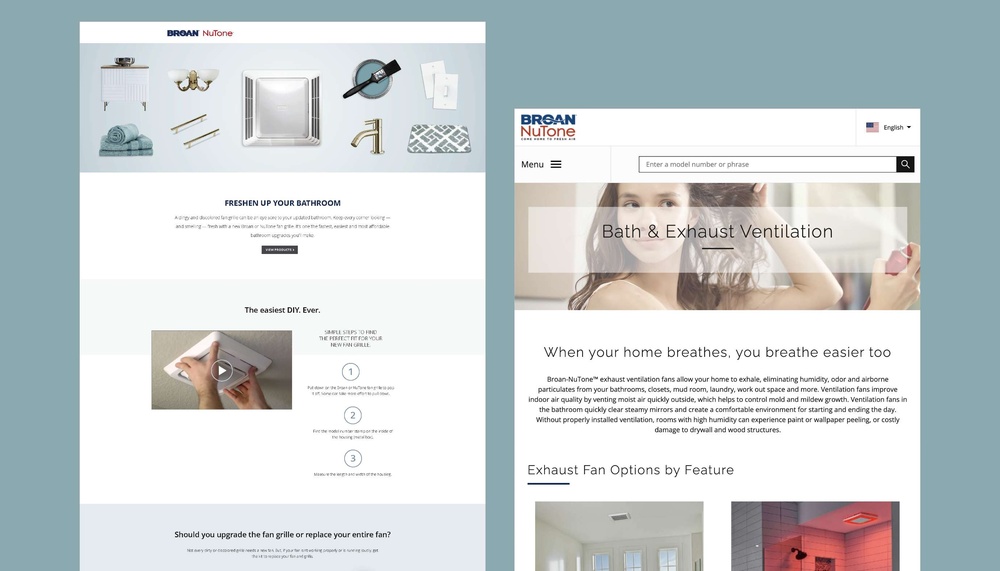 Broan Website ad mockups