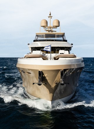Front view of a Burger Yacht prow
