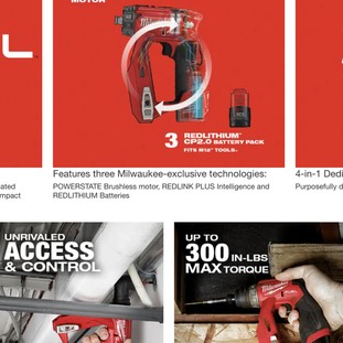 A zoomed in screenshot of a Milwaukee Tool website catalog view.