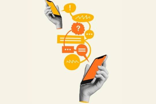 two phones communicating information