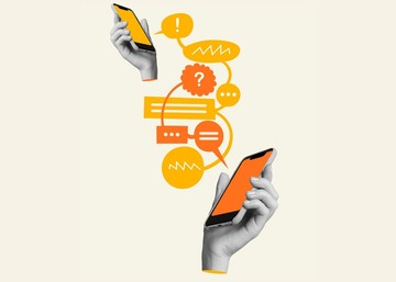 two phones communicating information