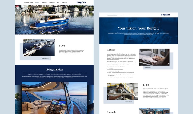 Side by side screen shots of burgerboat.com