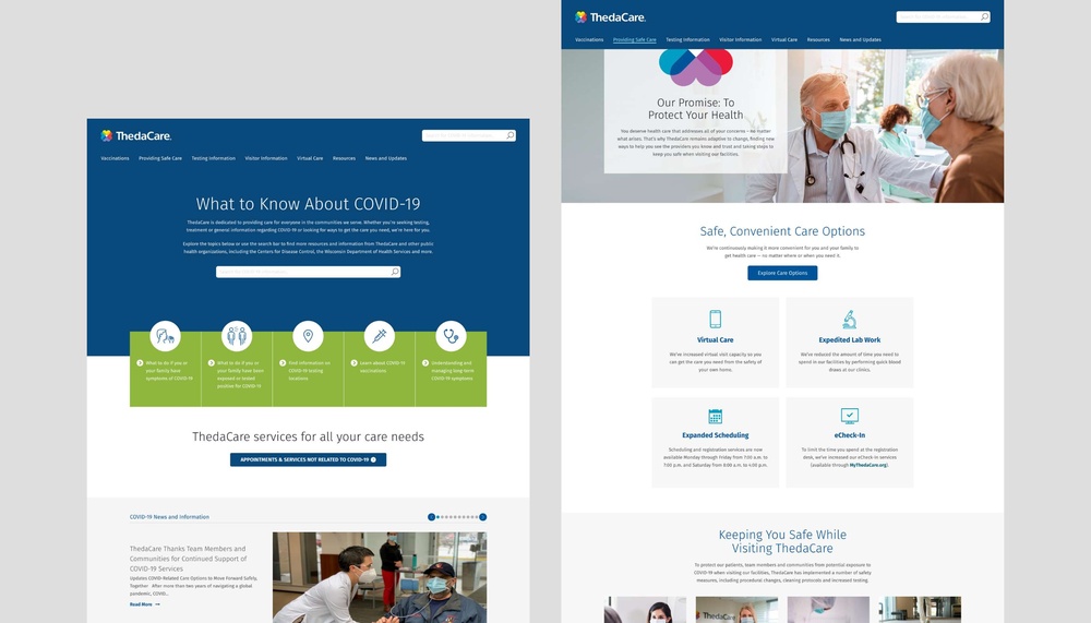 Web pages showing ThedaCare work